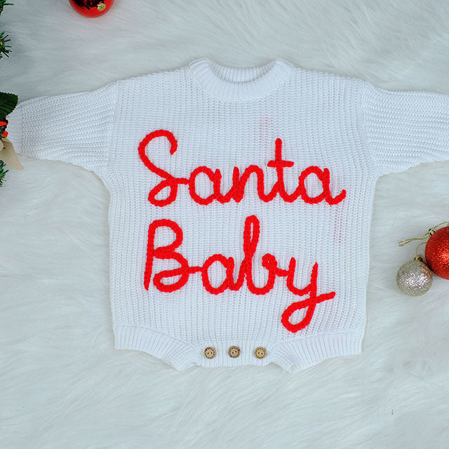 Christmas Baby Sweater Hand Embroidered Name, Christmas Boy and Girl Sweater, Christmas Gift For Baby and Kids, Christmas Gift