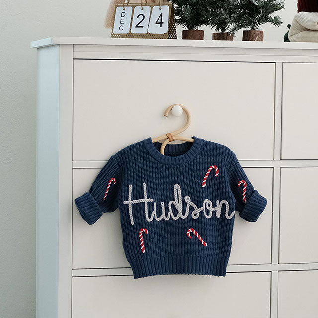 Christmas Baby Sweater Hand Embroidered Name, Christmas Boy and Girl Sweater, Christmas Gift For Baby and Kids, Christmas Gift