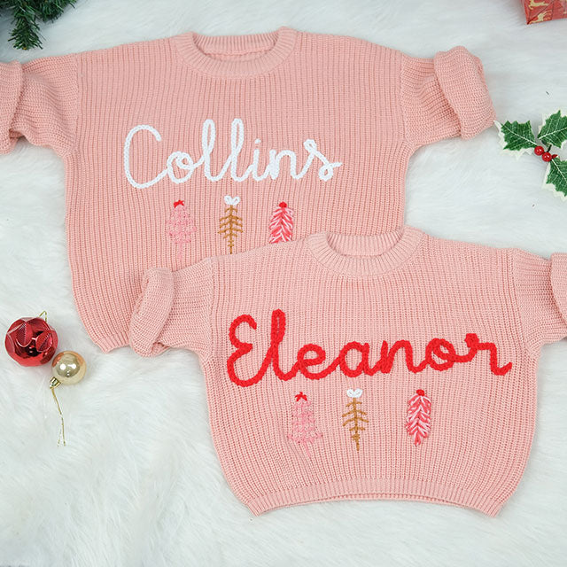 Christmas Baby Sweater Hand Embroidered Name, Christmas Boy and Girl Sweater, Christmas Gift For Baby and Kids, Christmas Gift